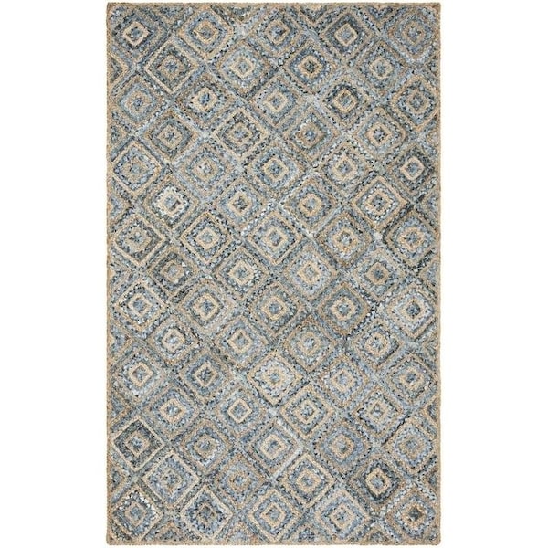 Safavieh Cape Cod Hand Woven Large Rectangle Rug- Natural - Blue- 9 X 12 Ft. - CAP354A-9