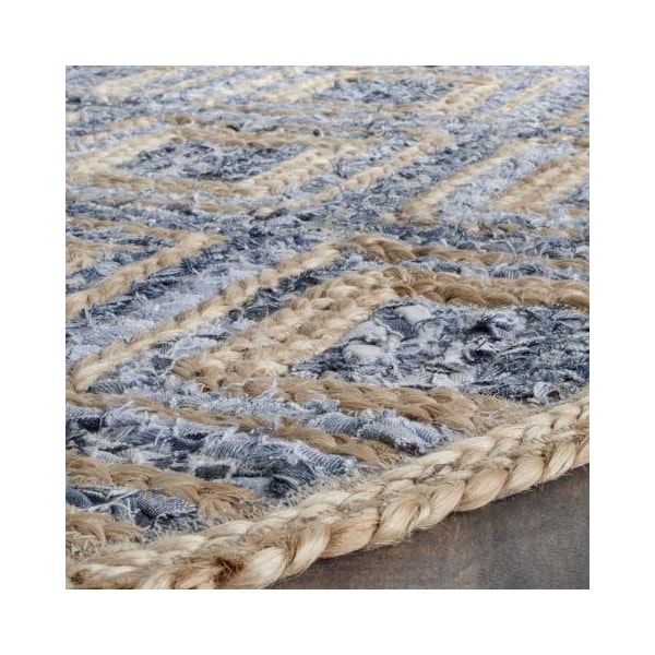 Safavieh Cape Cod Hand Woven Large Rectangle Rug- Natural - Blue- 9 X 12 Ft. - CAP354A-9