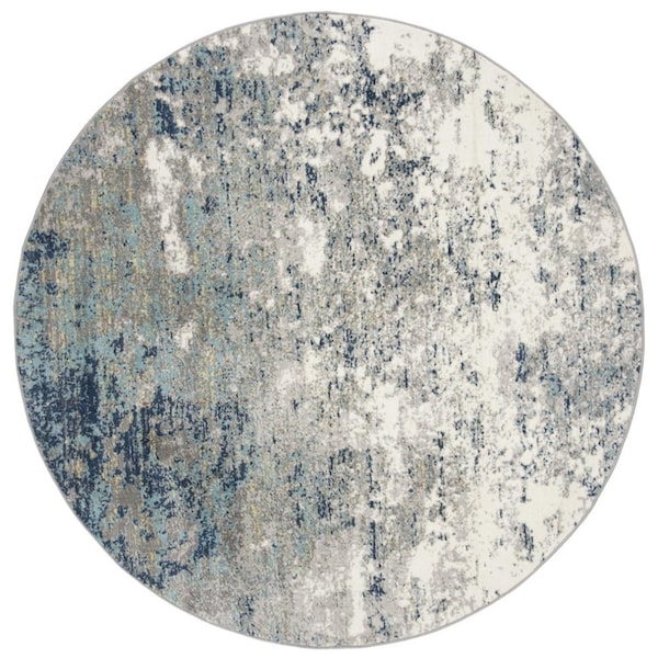 Safavieh 3 x 3 ft. Jasper 100 Power Loomed Round Area Rug; Grey & Blue - JSP107G-3R