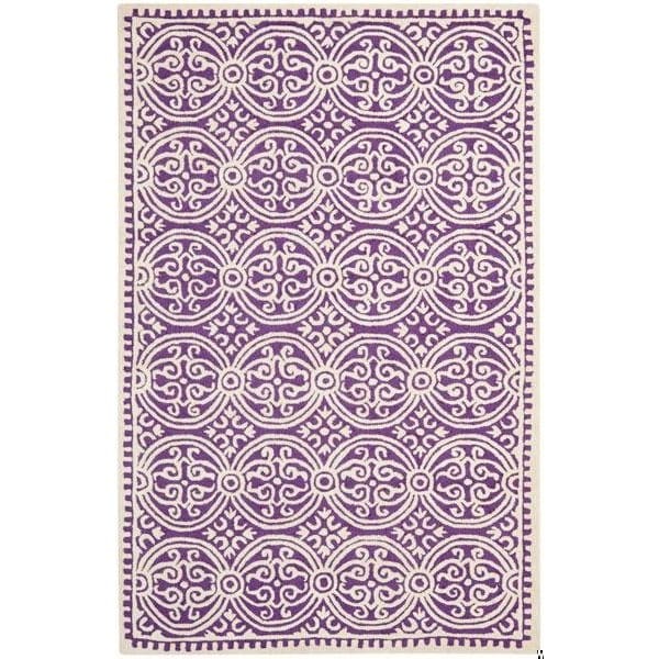 Safavieh 6 x 9 ft. Medium Rectangle Transitional Cambridge- Purple and Ivory Hand Tufted Rug - CAM123K-6