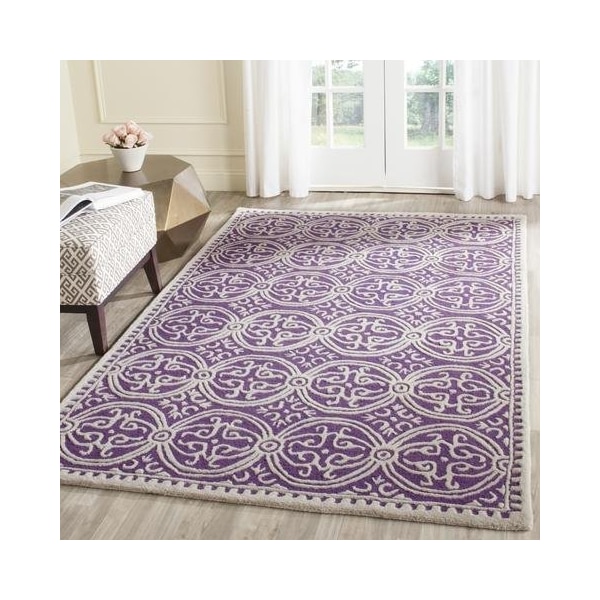Safavieh 6 x 9 ft. Medium Rectangle Transitional Cambridge- Purple and Ivory Hand Tufted Rug - CAM123K-6