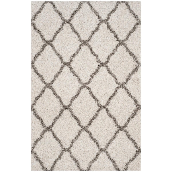 Safavieh 4 x 6 ft. Hudson Shag Power Loomed Medium Rectangular Area RugIvory & Grey - SGH283A-4