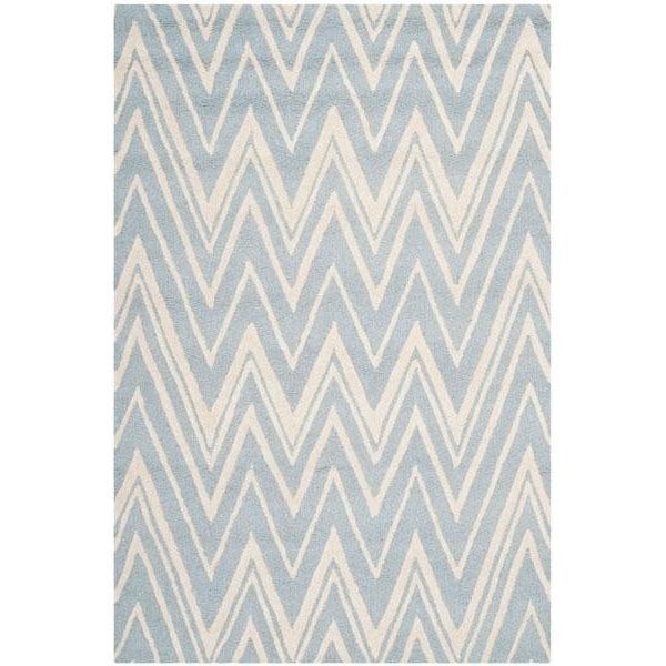Safavieh Cambridge Hand Tufted Rectangle Rug- Blue - Ivory- 2 ft. 6 in. x 10 ft. - CAM711B-210