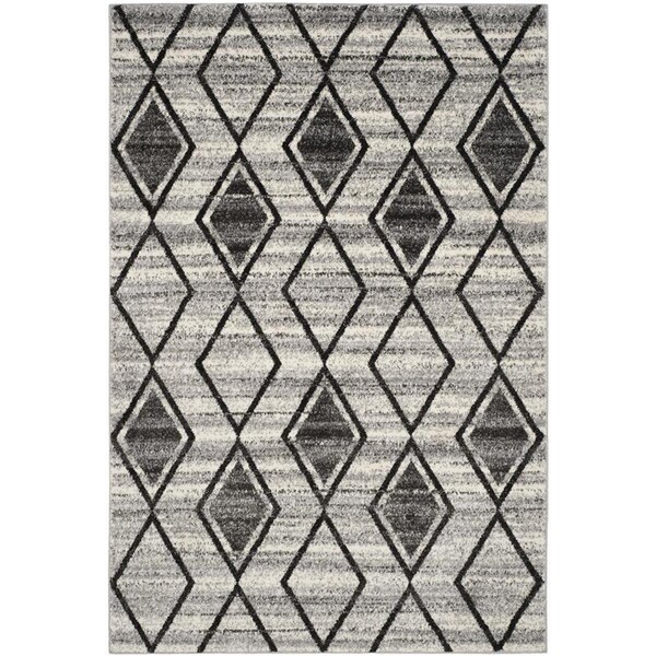Flowers First 6 ft. 7 in. x 9 ft. 2 in. Tunisia Power Loomed Area Rug, Grey & Black - Medium Rectangle - FL1862536