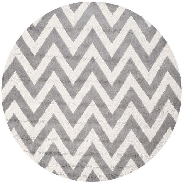Safavieh Cambridge Hand Tufted Round RugSilver & Ivory 8 x 8 ft. - CAM139D-8R