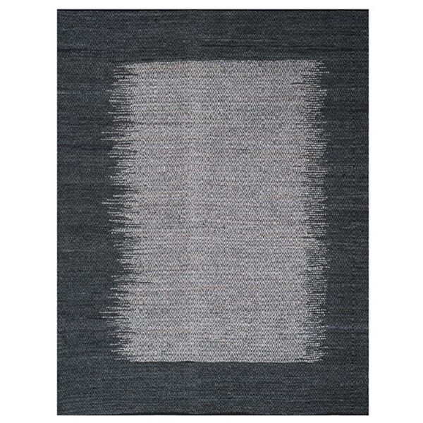 Flowers First 8 x 10 ft. Vintage Leather Hand Woven Rug, Light Grey & Charcoal - Large Rectangle - FL1868214