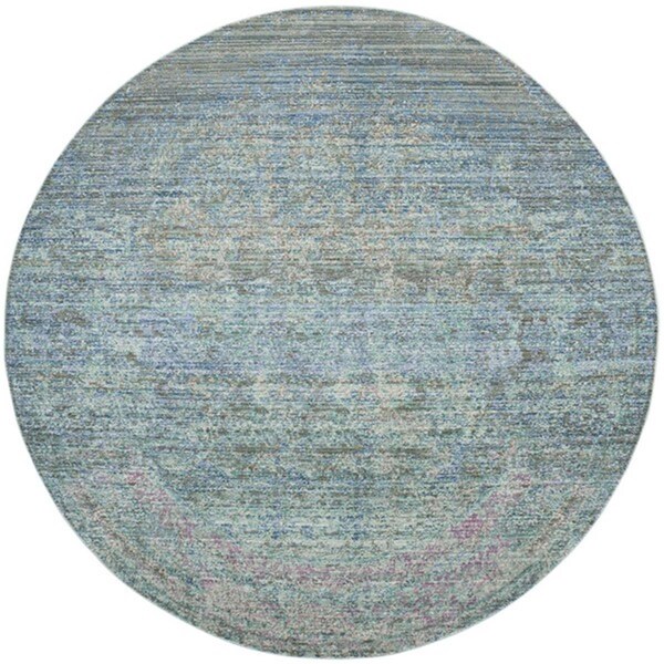 Flowers First 6 ft. 7 in. x 6 ft. 7 in. Round Mystique Power Loomed Round Rug, Blue & Multi Color - FL1909614