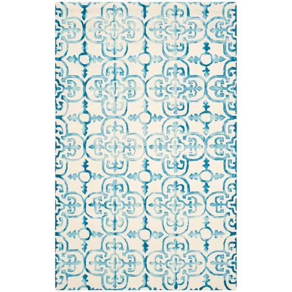 Safavieh 5 x 8 ft. Dip Dye Hand Tufted Medium Rectangle Area RugIvory & Turquoise - DDY711H-5