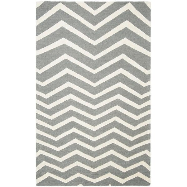 Safavieh Cambridge Hand Tufted Runner Rug- Dark Grey - Ivory- 2 ft. 6 in. x 10 ft. - CAM714D-210