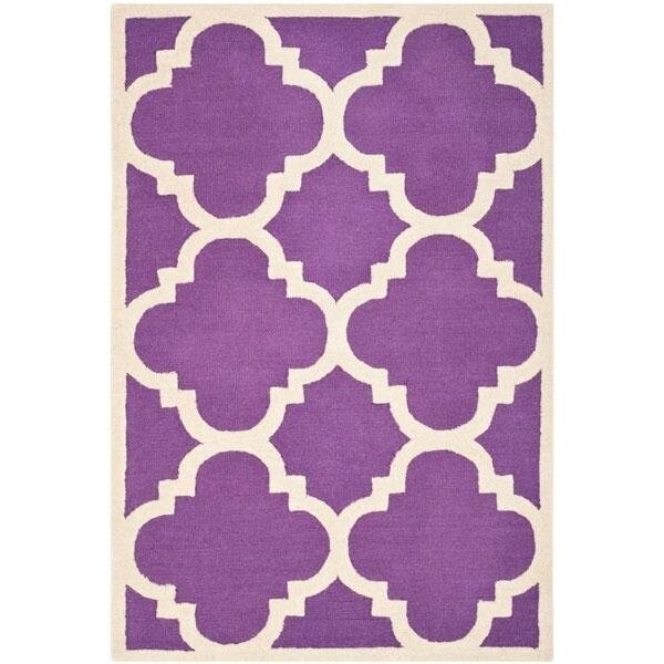 Safavieh Cambridge Hand Tufted Small Rectangle Rug- Purple - Ivory- 3 x 5 ft. - CAM140K-3