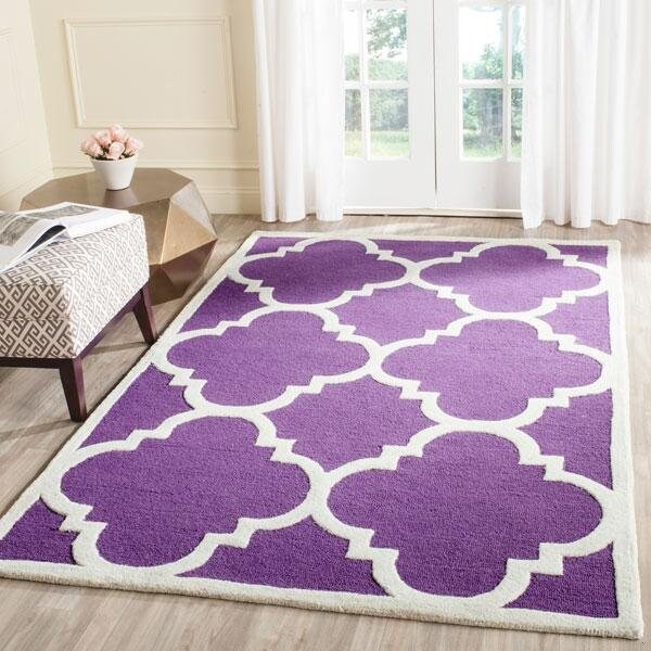 Safavieh Cambridge Hand Tufted Small Rectangle Rug- Purple - Ivory- 3 x 5 ft. - CAM140K-3