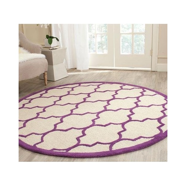 Safavieh Cambridge Hand Tufted Square RugIvory & Purple 6 x 6 ft. - CAM134V-6SQ