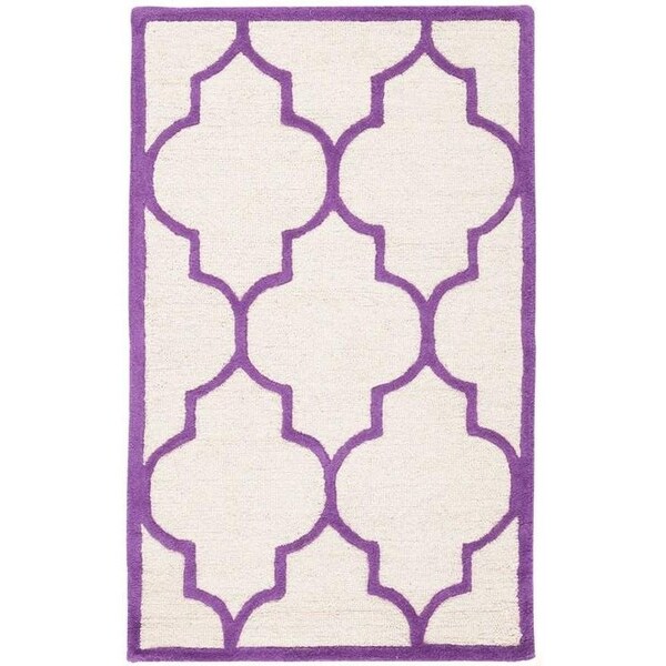 Safavieh Cambridge Hand Tufted Square RugIvory & Purple 6 x 6 ft. - CAM134V-6SQ