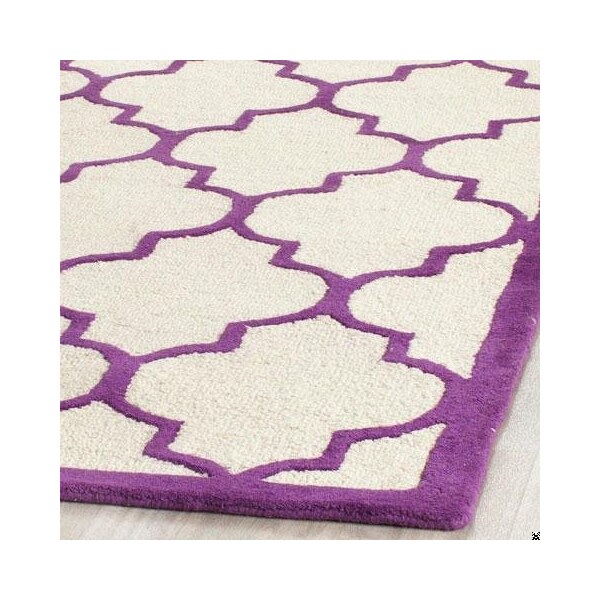Safavieh Cambridge Hand Tufted Square RugIvory & Purple 6 x 6 ft. - CAM134V-6SQ