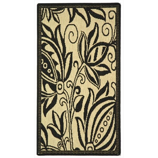 Safavieh 4 Ft. X 5 Ft. -7 In. Small Rectangle Indoor-Outdoor Courtyard- Sand And Black- Machine Made Rug - CY2961-3901-4