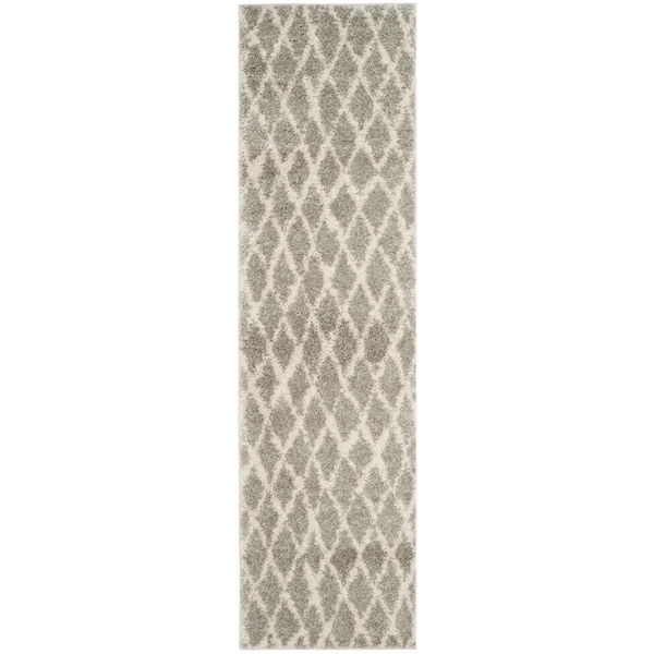 Safavieh 2 ft. 2 in. x 9 ft. Berber Shag Rectangle Area Rug, Light Grey & Cream - BER163B-29