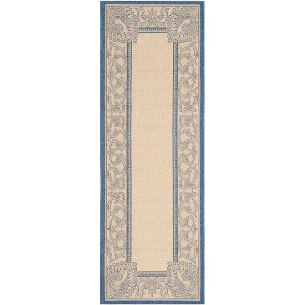 Safavieh 2 ft. - 3 in. x 10 ft. Courtyard Power Loomed Runner Rug - Natural and Blue - CY2965-3101-210