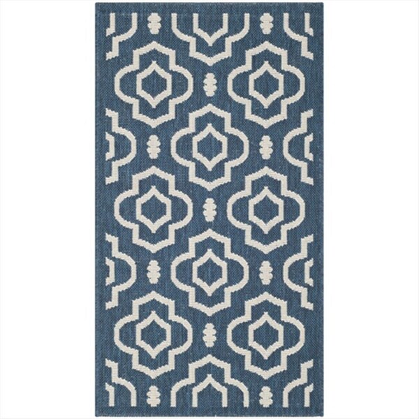 Safavieh 2 Ft. -7 In. X 5 Ft. Runner Indoor-Outdoor Courtyard- Navy And Beige- Machine Made Rug - CY6926-268-3