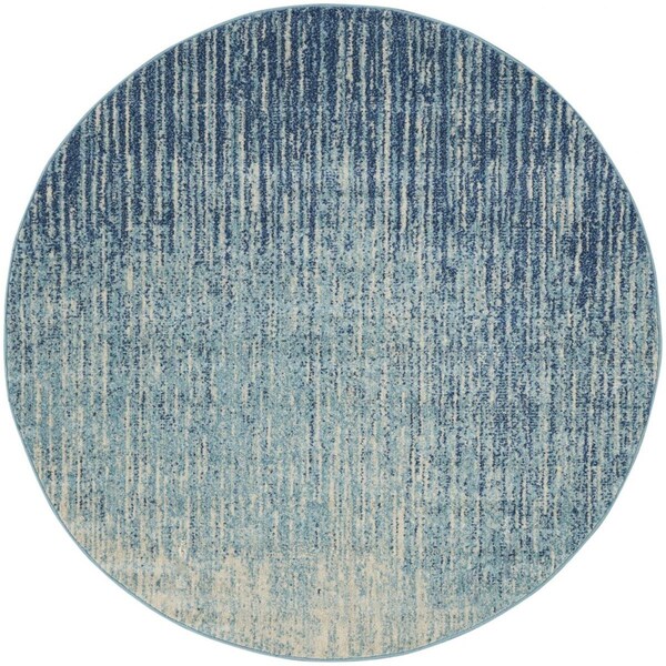 Palacedesigns 5 ft. Round Navy & Light Blue Abstract Area Rug - PA2627654