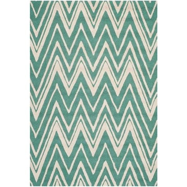 Safavieh 6 x 6 ft. Cambridge Hand Tufted Square Area RugTeal & Ivory - CAM711T-6SQ