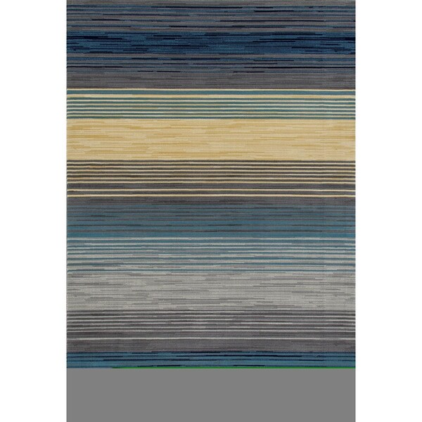 Art Carpet 4 X 6 Ft. Bastille Collection Heathered Stripe Border Woven Area Rug, Blue - 841864108160