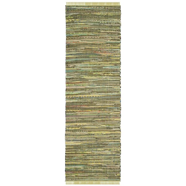 Safavieh Rag Hand Woven Runner Rug, Light Green and Multicolor - 2 ft.-3 in. x 8 ft. - RAR127D-28
