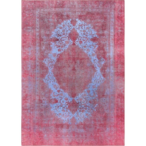 Pasargad 54699 7 ft. 2 in. x 10 ft. 3 in. Vintage Overdye Hand-Knotted Wool RugBlue & Red - 54699 7X10