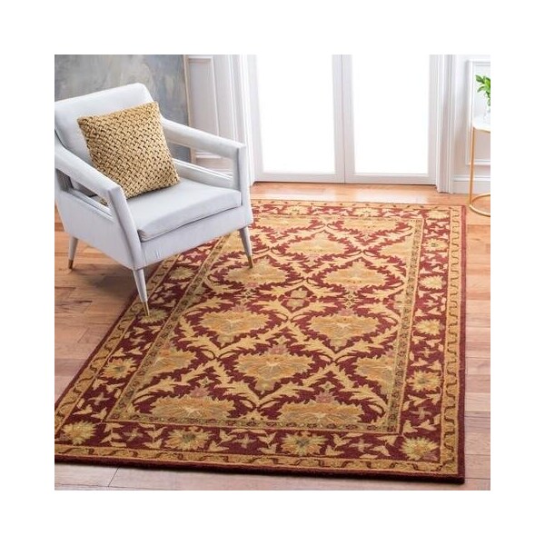 Safavieh 3 x 5 ft. Accent Traditional Antiquity- Wine and Gold Hand Tufted Rug - AT54A-3