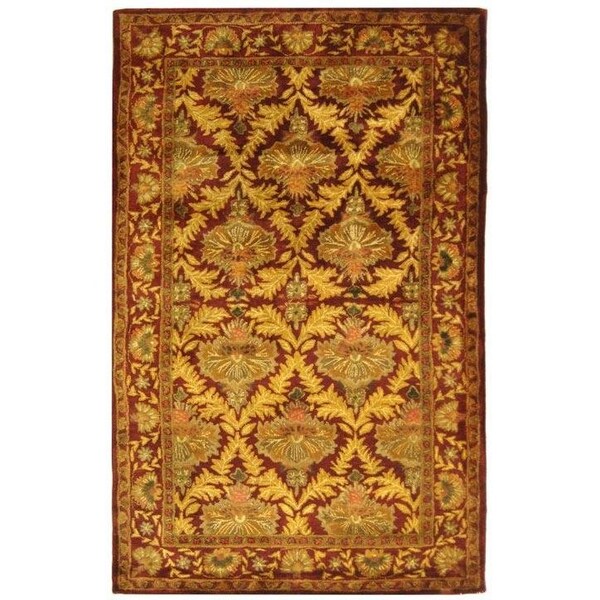 Safavieh 3 x 5 ft. Accent Traditional Antiquity- Wine and Gold Hand Tufted Rug - AT54A-3