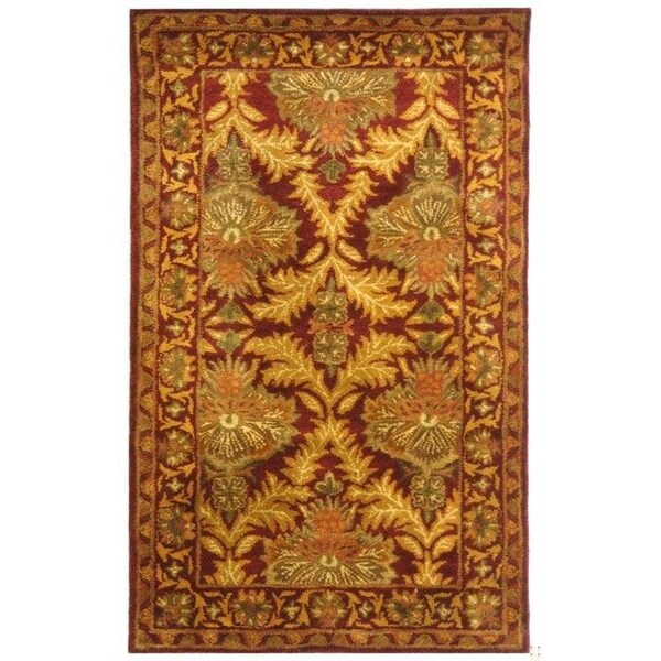 Safavieh 3 x 5 ft. Accent Traditional Antiquity- Wine and Gold Hand Tufted Rug - AT54A-3