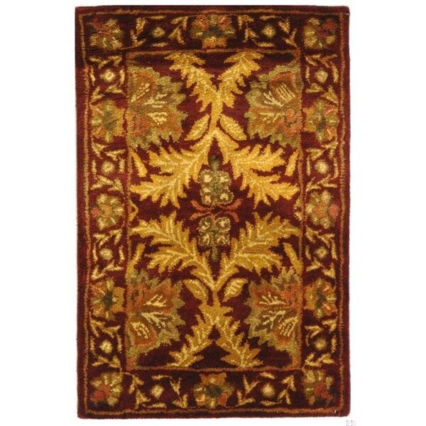 Safavieh 3 x 5 ft. Accent Traditional Antiquity- Wine and Gold Hand Tufted Rug - AT54A-3