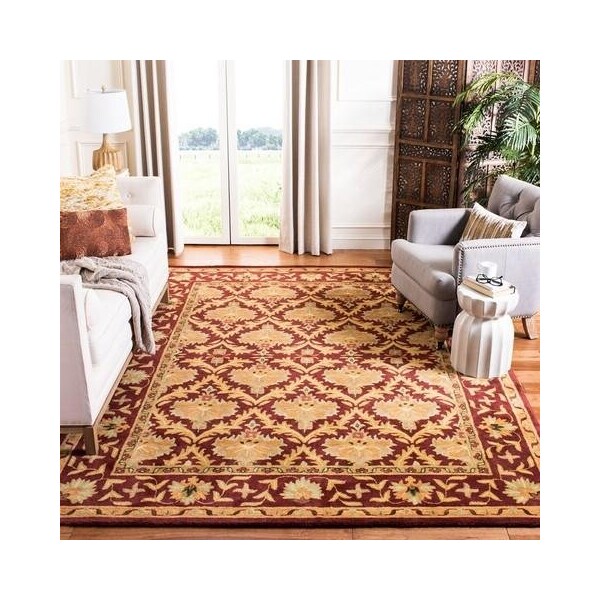 Safavieh 3 x 5 ft. Accent Traditional Antiquity- Wine and Gold Hand Tufted Rug - AT54A-3