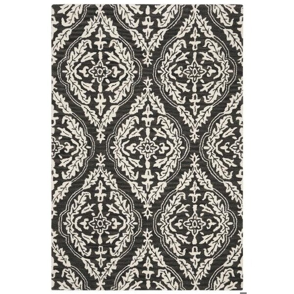 Safavieh Blossom Hand Tufted Rectangle RugCharcoal & Ivory 5 x 8 ft. - BLM602H-5