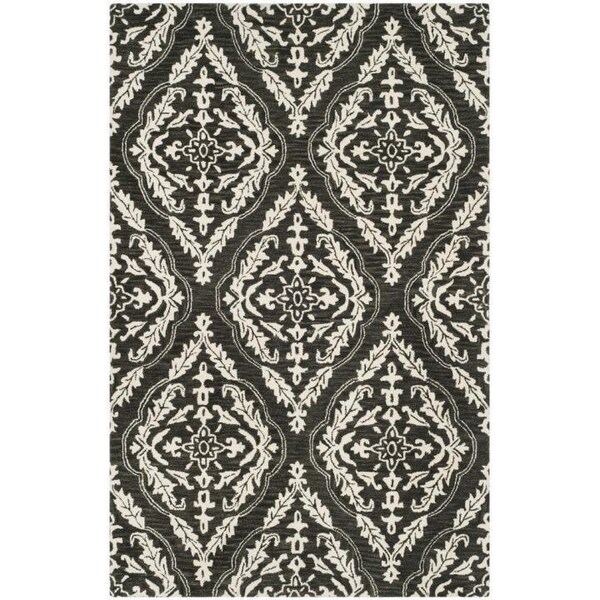 Safavieh Blossom Hand Tufted Rectangle RugCharcoal & Ivory 5 x 8 ft. - BLM602H-5