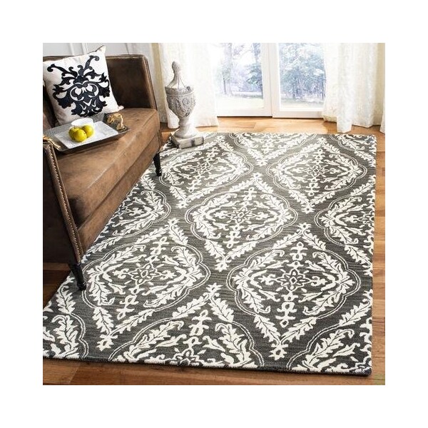 Safavieh Blossom Hand Tufted Rectangle RugCharcoal & Ivory 5 x 8 ft. - BLM602H-5