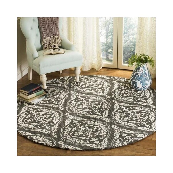 Safavieh Blossom Hand Tufted Rectangle RugCharcoal & Ivory 5 x 8 ft. - BLM602H-5
