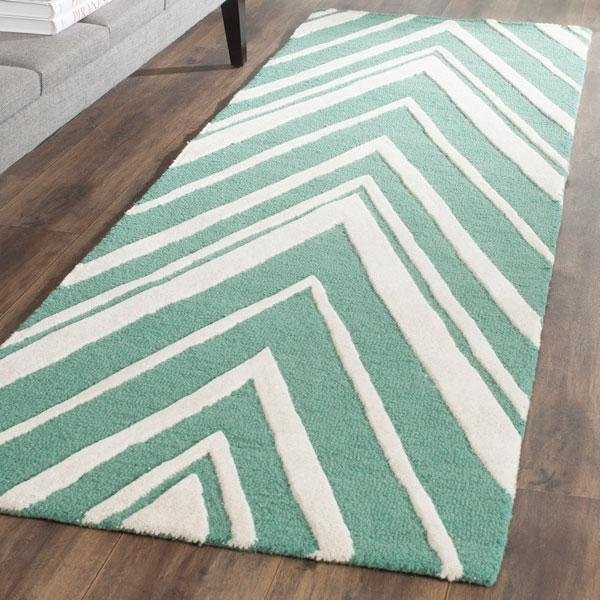 Safavieh 8 x 10 ft. Cambridge Hand Tufted Large Rectangle Area RugTeal & Ivory - CAM711T-8
