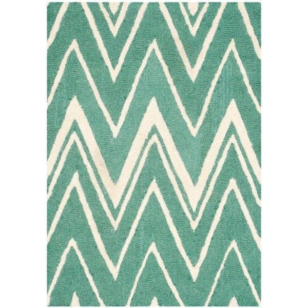 Safavieh 8 x 10 ft. Cambridge Hand Tufted Large Rectangle Area RugTeal & Ivory - CAM711T-8