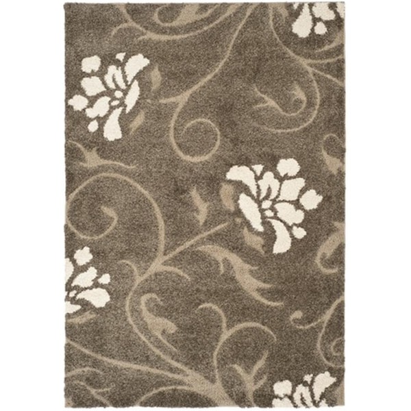 Safavieh Florida Shag Power Loomed Runner Rug- Smoke - Beige- 2 ft. 3 in. x 4 ft. - SG464-7913-24