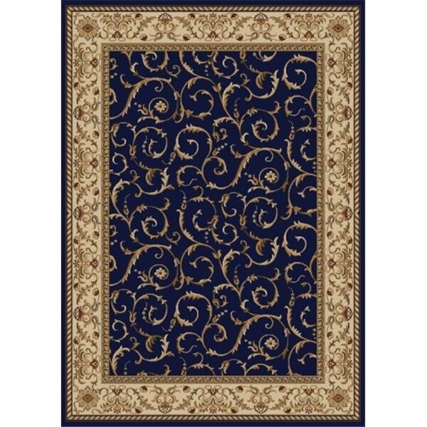 Radici Usa Inc Radici 1599-1555-NAVY Como Rectangular Navy Blue Transitional Italy Area Rug; 5 ft. 3 in. W x 5 ft. 3 in. H - 1599/1555/NAVY