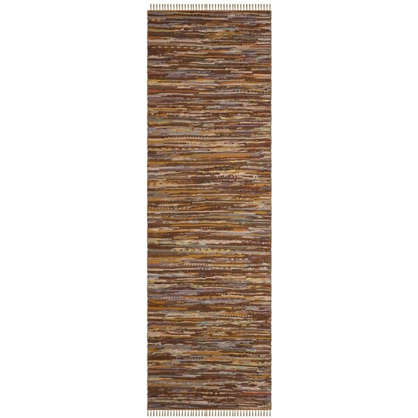 Safavieh 2 ft.-3 in. x 12 ft. Rag Rug Hand Woven Runner Area RugGold & Multi-Color - RAR127N-212