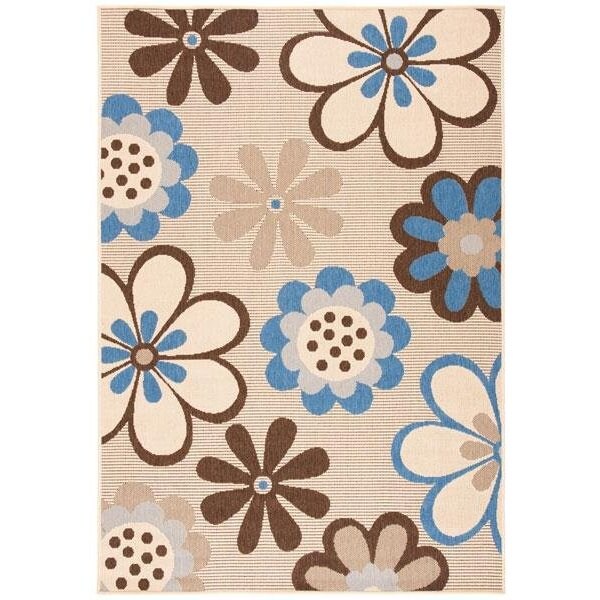 Safavieh 2 Ft. X 3 Ft. -7 In. Accent Indoor-Outdoor Courtyard- Natural Brown And Blue- Machine Made Rug - CY4035B-2