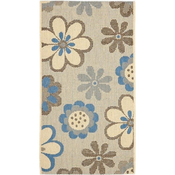 Safavieh 2 Ft. X 3 Ft. -7 In. Accent Indoor-Outdoor Courtyard- Natural Brown And Blue- Machine Made Rug - CY4035B-2