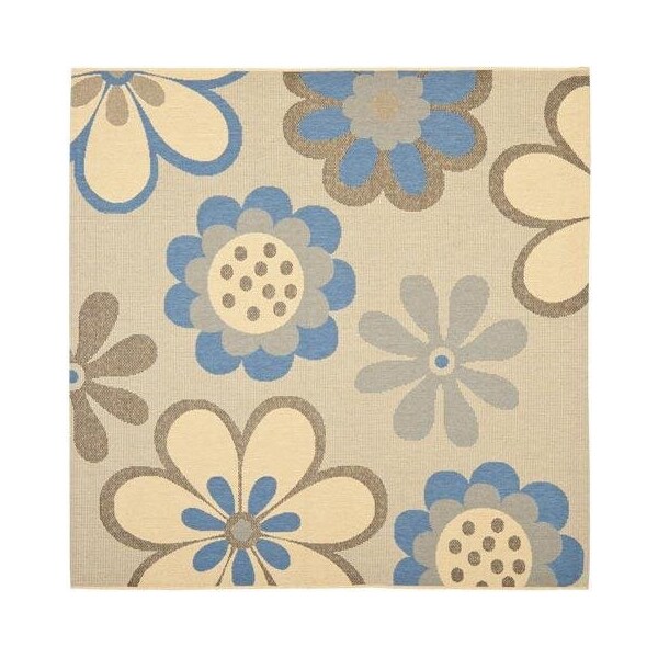 Safavieh 2 Ft. X 3 Ft. -7 In. Accent Indoor-Outdoor Courtyard- Natural Brown And Blue- Machine Made Rug - CY4035B-2