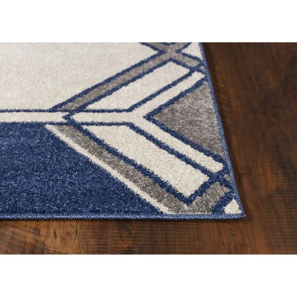 Homeroots 23 x 45 in. UV-Treated Polypropylene Ivory & Denim Area Rug - 353153