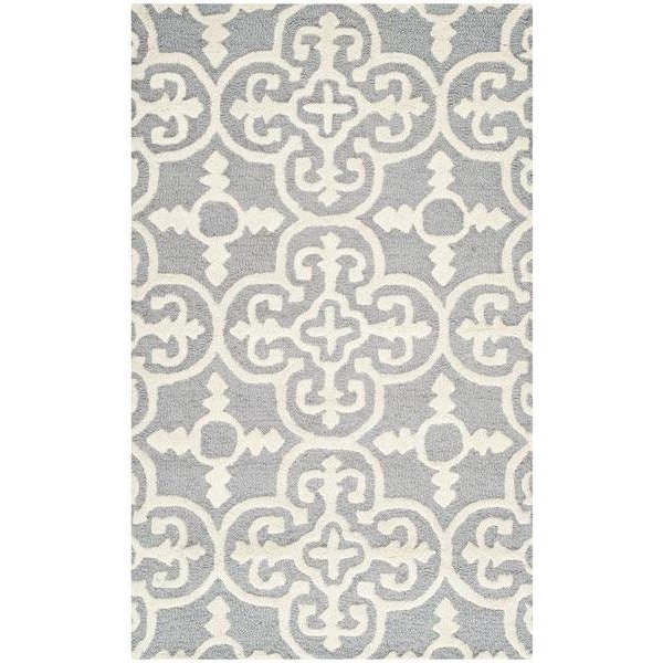 Safavieh Cambridge Hand Tufted Rectangle Rug- Silver - Ivory- 2 ft. 6 in. x 6 ft. - CAM133D-26