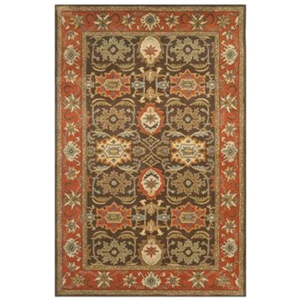 Safavieh 2 ft. - 3 in. x 8 ft. Runner- Traditional Heritage Chocolate And Tangerine Hand Tufted Rug - HG734B-28