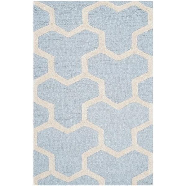 Safavieh Cambridge Hand Tufted Rectangle Rug- Light Blue - Ivory- 3 x 5 ft. - CAM146A-3