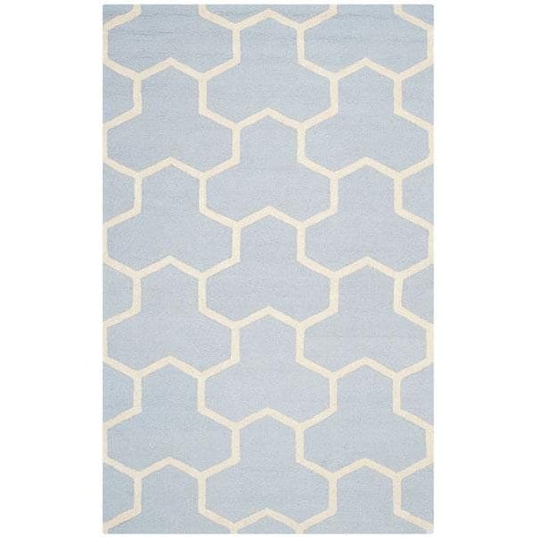 Safavieh Cambridge Hand Tufted Rectangle Rug- Light Blue - Ivory- 3 x 5 ft. - CAM146A-3