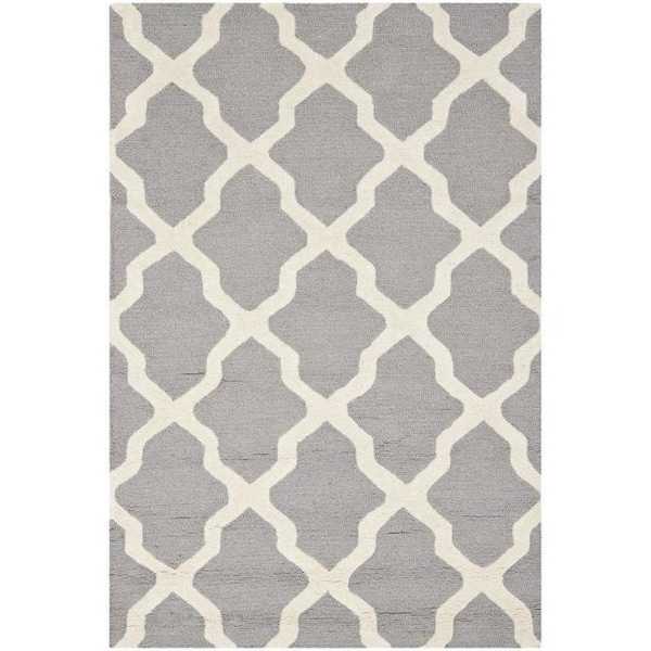 Safavieh 2 ft.-6 in. x 10 ft. Runner Transitional Cambridge- Silver and Ivory Hand Tufted Rug - CAM121D-210